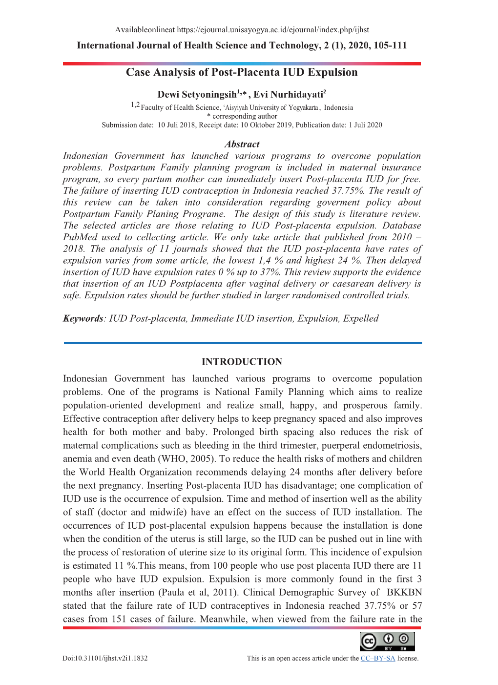 Case Analysis of Post-Placenta IUD Expulsion