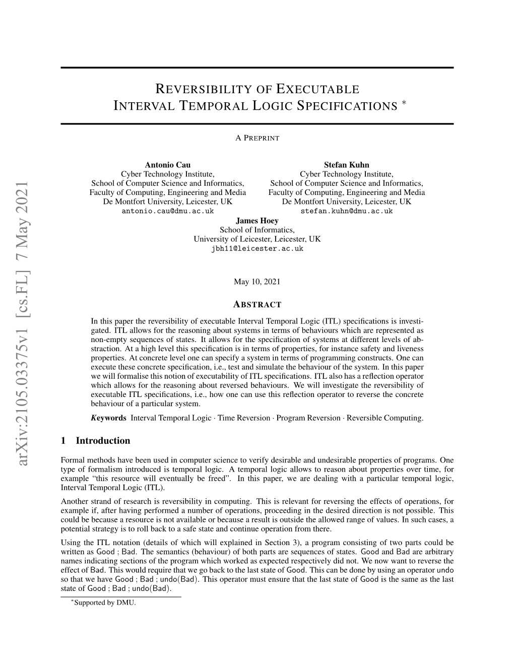 Reversibility of Executable Interval Temporal Logic Specifications