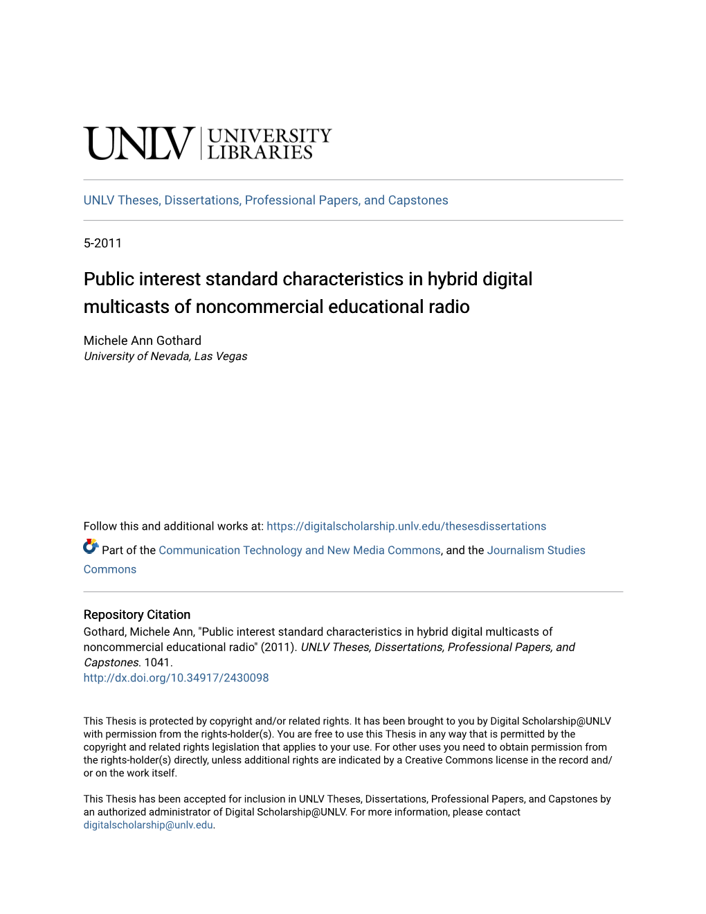 Public Interest Standard Characteristics in Hybrid Digital Multicasts of Noncommercial Educational Radio