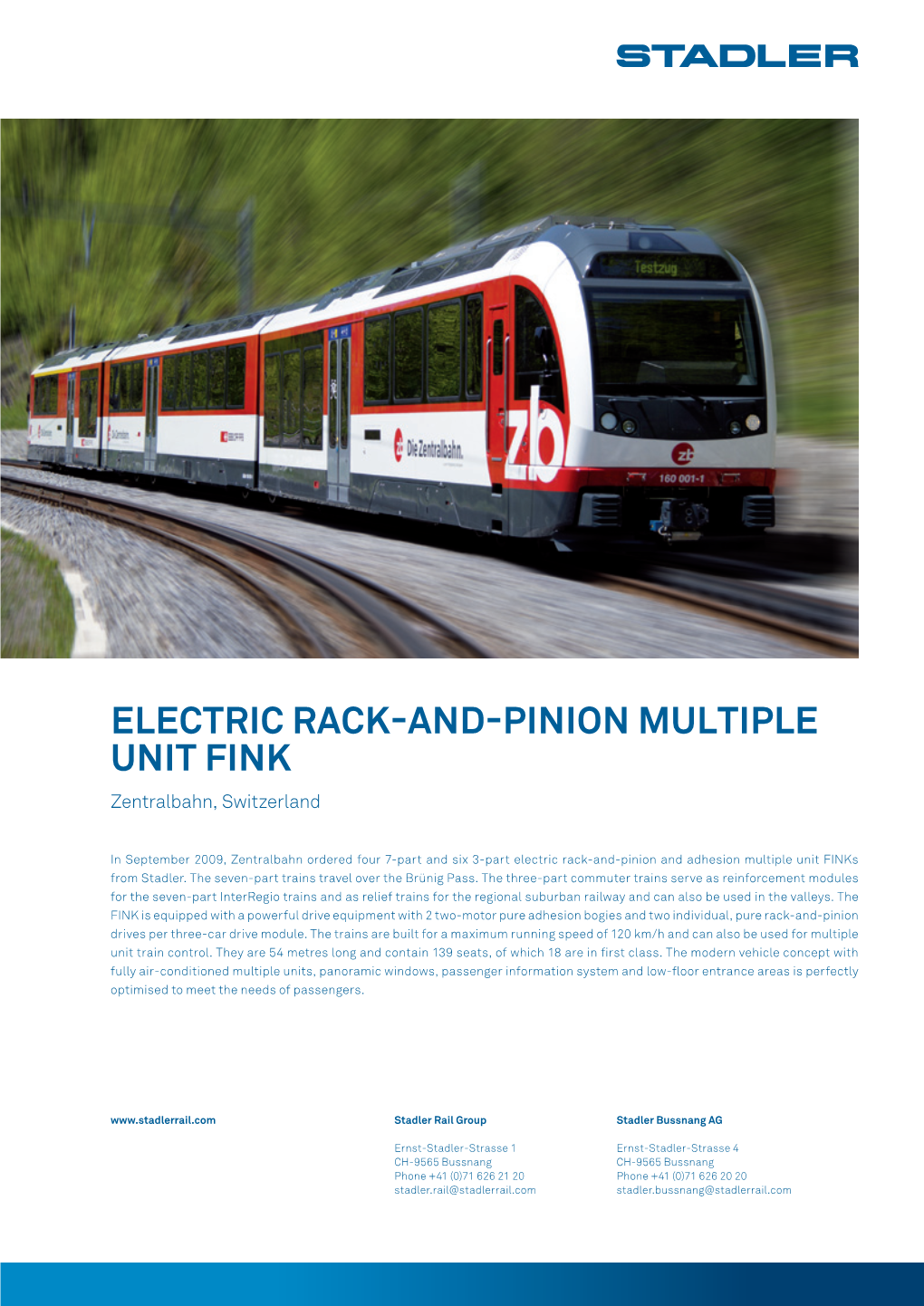 ELECTRIC RACK-AND-PINION MULTIPLE UNIT FINK Zentralbahn, Switzerland