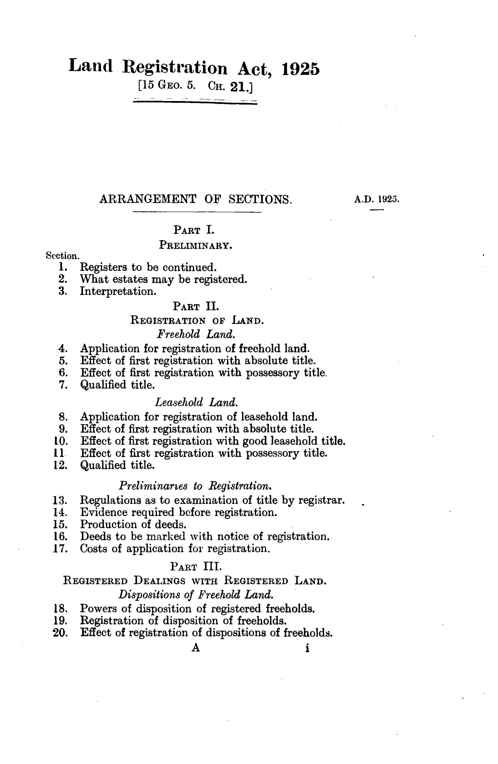 Land Registration Act, 1925 [15 GEO