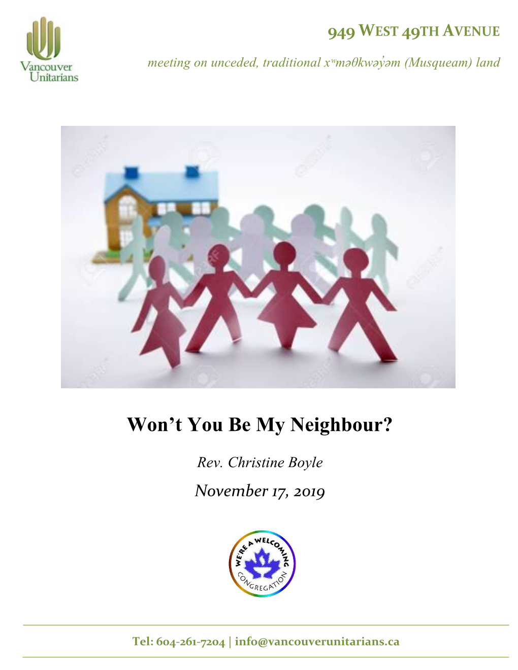 Won't You Be My Neighbour?