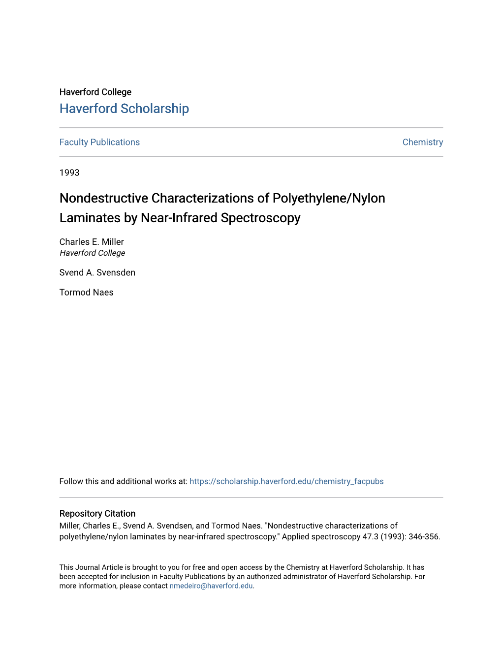 Nondestructive Characterizations of Polyethylene/Nylon Laminates by Near-Infrared Spectroscopy