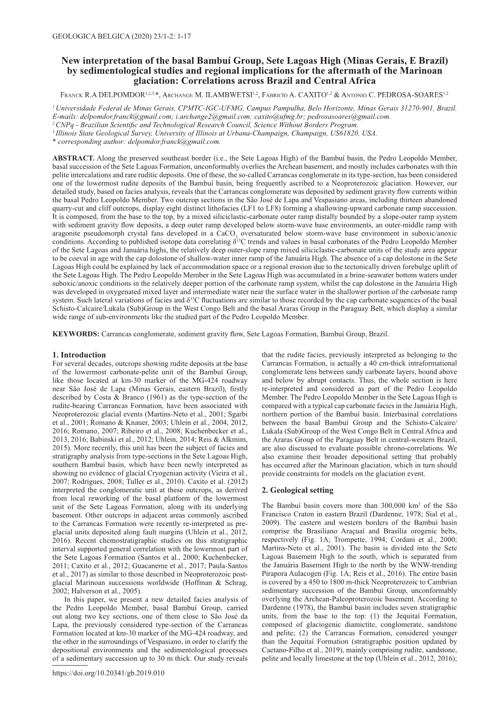 New Interpretation of the Basal Bambuí Group