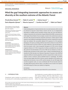 Integrating Taxonomic Approaches to Assess Ant Diversity at the Southern Extreme of the Atlantic Forest