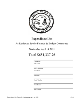 Weekly Expenditure List FY21 (April 14, 2021)