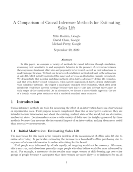 A Comparison of Causal Inference Methods for Estimating Sales Lift