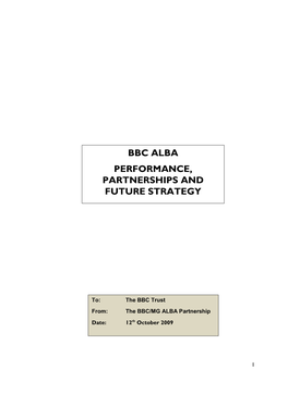 Bbc Alba Performance, Partnerships and Future Strategy