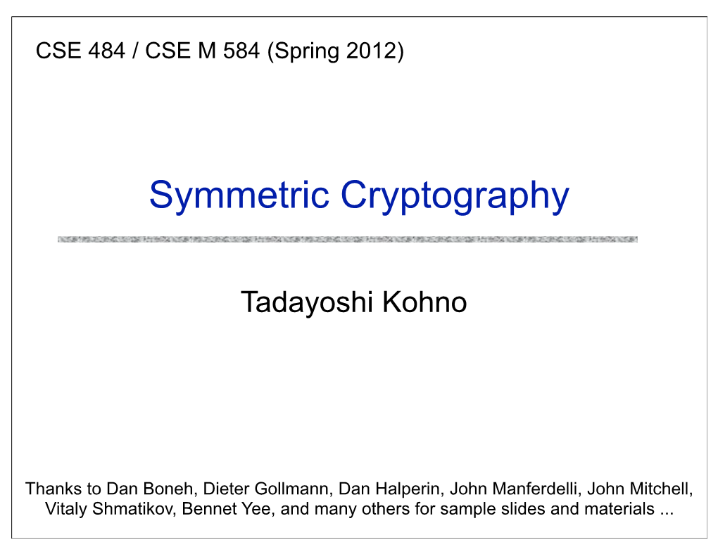 Symmetric Cryptography