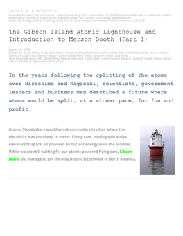 The Gibson Island Atomic Lighthouse and Introduction to Merson Booth (Part 1)