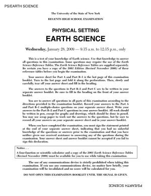 Physical Setting/Earth Science Examination