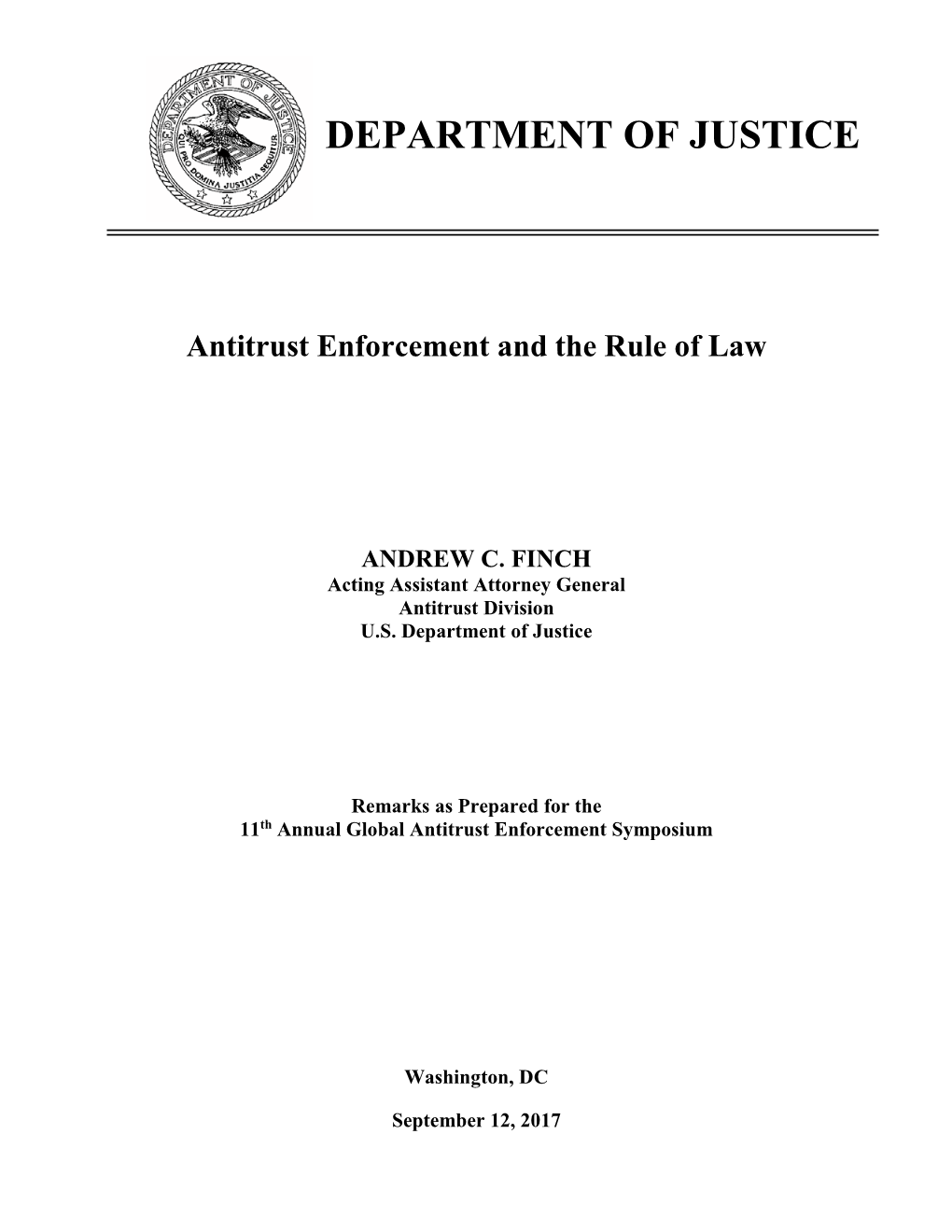 Antitrust Enforcement and the Rule of Law