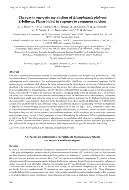 Changes in Energetic Metabolism of Biomphalaria Glabrata (Mollusca, Planorbidae) in Response to Exogenous Calcium L