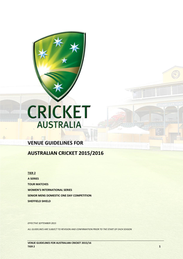 Venue Guidelines for Australian Cricket: Tier 2