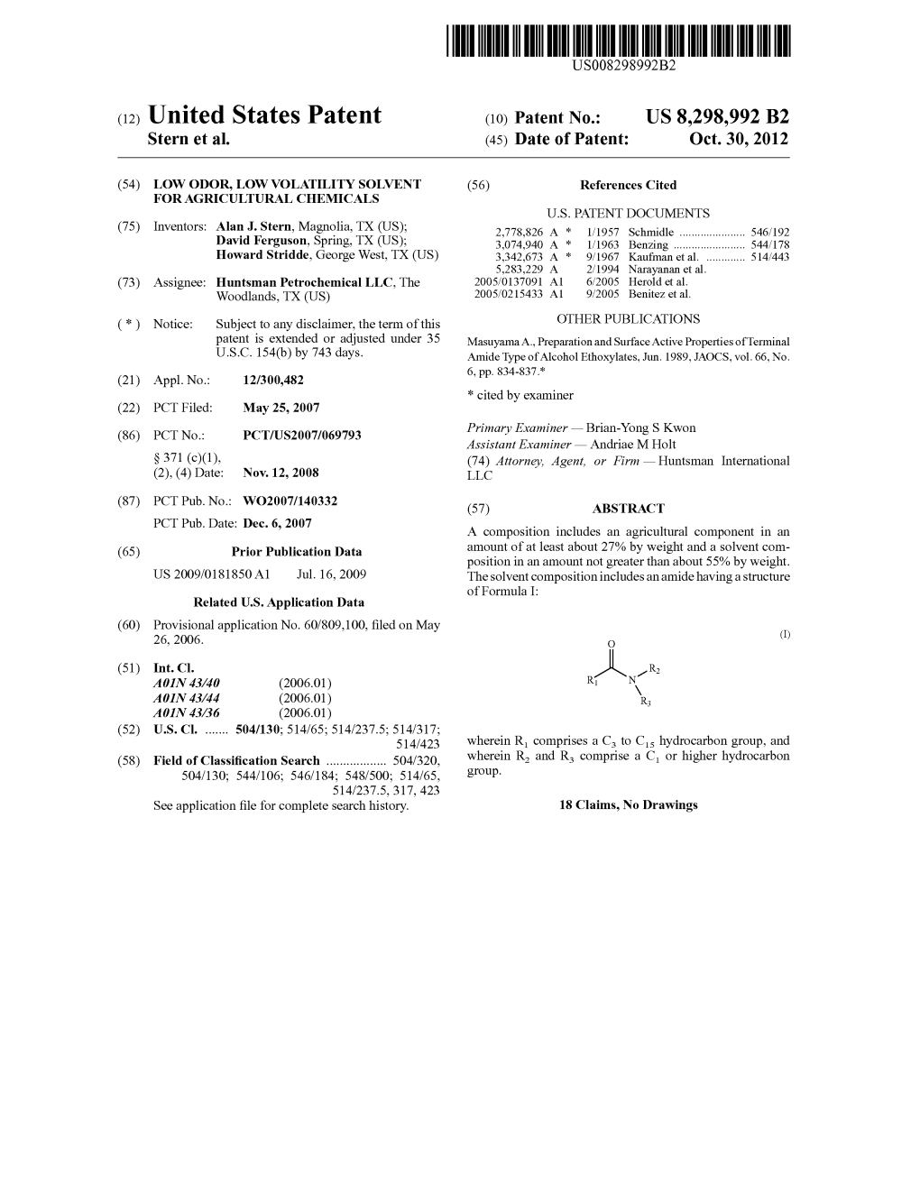 (12) United States Patent (10) Patent No.: US 8,298,992 B2 Stern Et Al