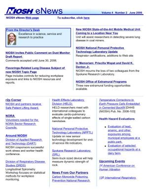 NIOSH Enews Web Page to Subscribe, Click Here
