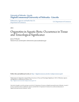 Organotins in Aquatic Biota: Occurrence in Tissue and Toxicological Significance James P