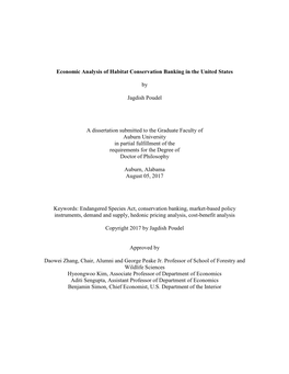 Economic Analysis of Habitat Conservation Banking in the United States