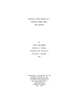 ~Lassical Flight Dynamics of a . Variable Forward Sweep