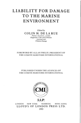 Liability for Damage to the Marine Environment