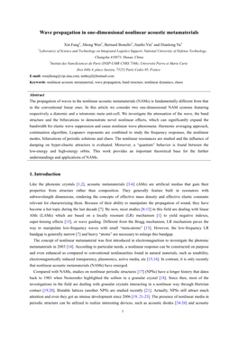 Wave Propagation in One-Dimensional Nonlinear Acoustic Metamaterials