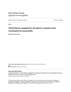 Critical Literacy, Engagement, and Agency in Popular Music Consumption by Young Adults