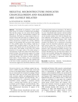 SKELETAL MICROSTRUCTURE INDICATES CHANCELLORIIDS and HALKIERIIDS ARE CLOSELY RELATED by SUSANNAH M