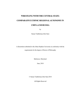Comparative Ethnic Regional Autonomy in China and Russia