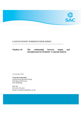 65 the Relationship Between Output and Unemployment in Scotland: a Regional Analysis