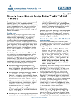 Strategic Competition and Foreign Policy: What Is “Political Warfare”?