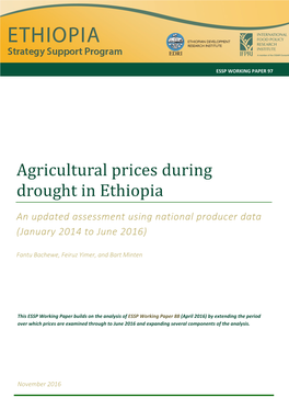 Agricultural Prices During Drought in Ethiopia