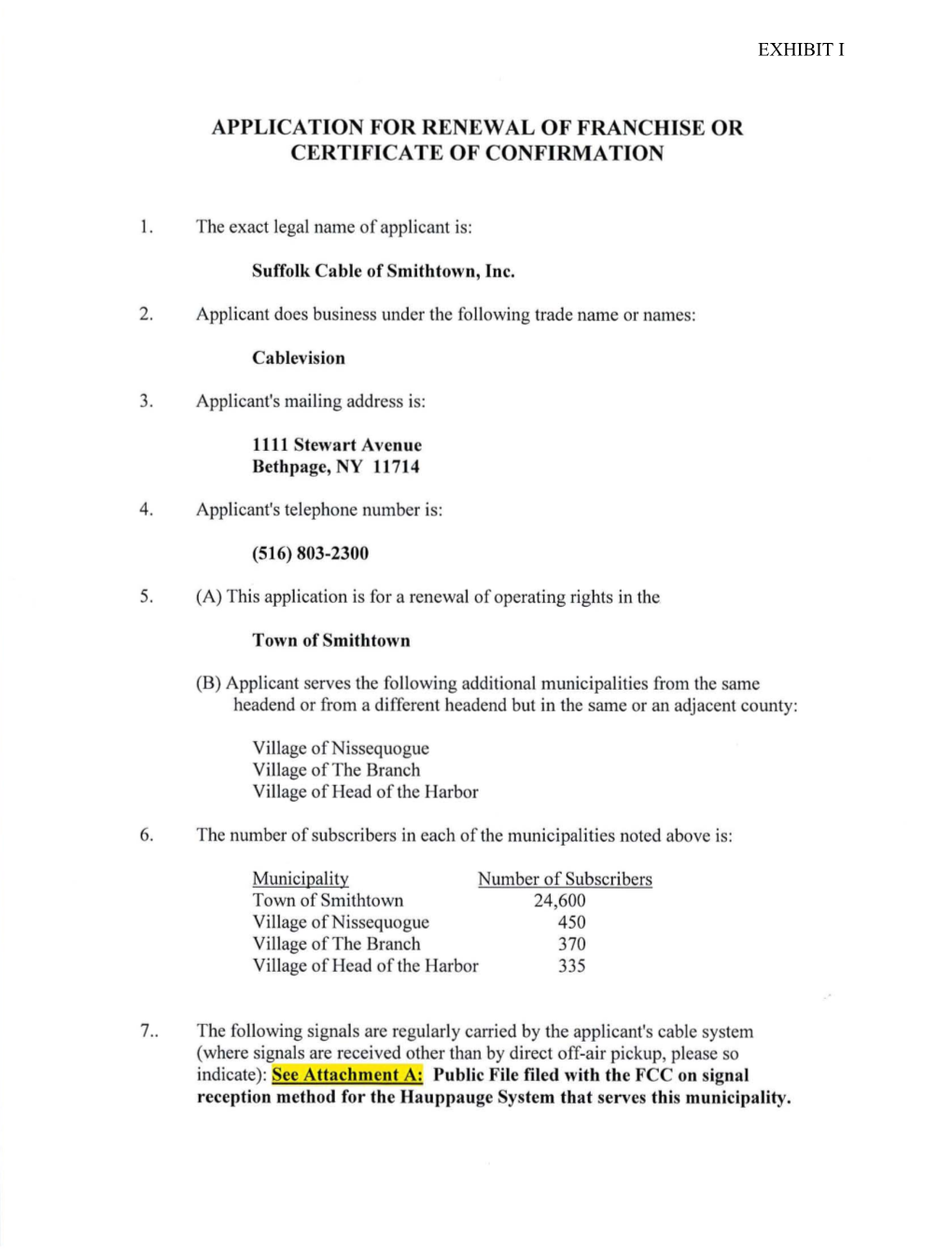 Application for Renewal of Franchise Or Certificate of Confirmation