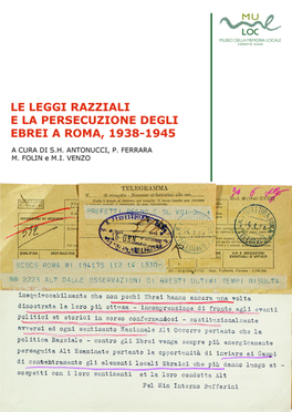 Le Leggi Razziali E La Persecuzione Degli Ebrei a Roma 1938-1945