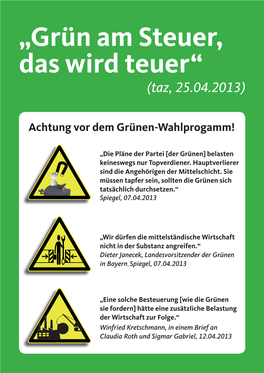 „Grün Am Steuer, Das Wird Teuer“ (Taz, 25.04.2013)
