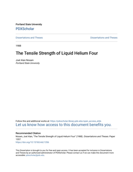 The Tensile Strength of Liquid Helium Four