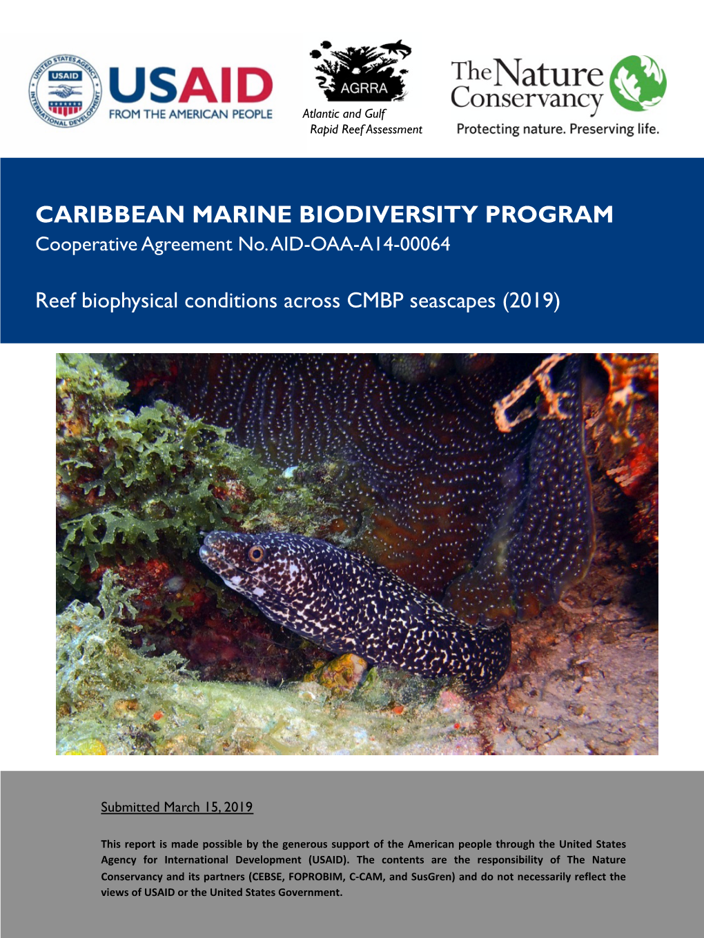 CARIBBEAN MARINE BIODIVERSITY PROGRAM Cooperative Agreement No