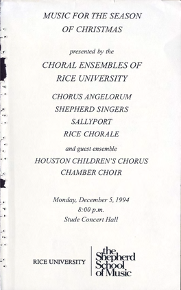 Music for the Season of Christmas Choral