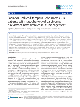 Radiation Induced Temporal Lobe Necrosis in Patients With