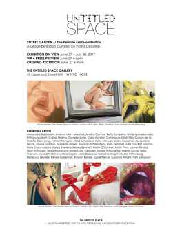 SECRET GARDEN // the Female Gaze on Erotica a Group Exhibition Curated by Indira Cesarine