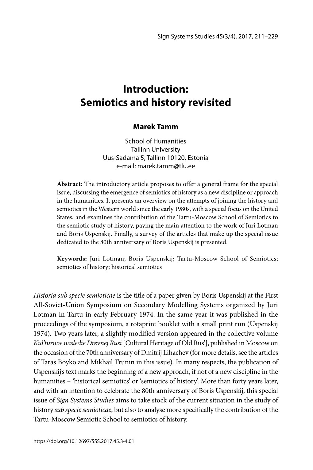 Introduction: Semiotics and History Revisited