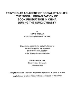 The Social Organization of Book Production in China During the Sung Dynasty