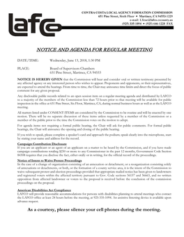 Notice and Agenda for Regular Meeting