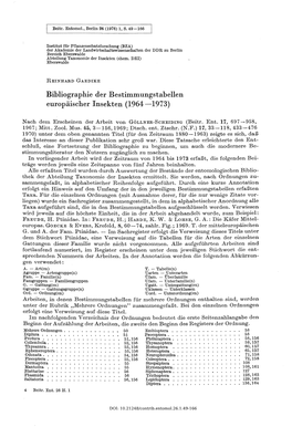 Bibliographie Der Bestimmungstabellen Europäischer Insekten (1964—1973)