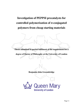 Investigation of PEPPSI Precatalysts for Controlled Polymerization of Π-Conjugated Polymers from Cheap Starting Materials