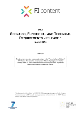 SCENARIO, FUNCTIONAL and TECHNICAL REQUIREMENTS - RELEASE 1 March 2014