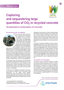 Capturing and Sequestering Large Quantities of CO2 in Recycled Concrete Accelerated Re-Carbonation of Concrete