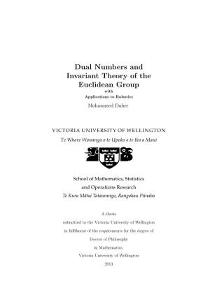 Dual Numbers and Invariant Theory of the Euclidean Group with Applications to Robotics Mohammed Daher