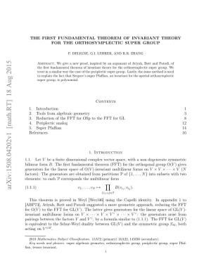 The First Fundamental Theorem of Invariant Theory for The
