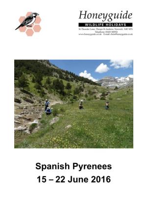 Spanish Pyrenees 15 – 22 June 2016