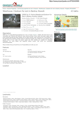 Warehouse / Godown for Rent in Bankra, Howrah (P65240999)